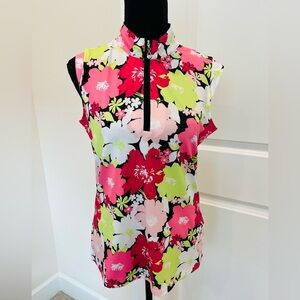 San Soleil Sleeveless Floral Golf Top